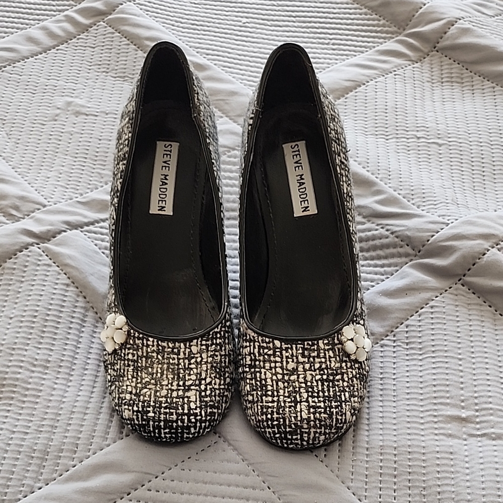 Steve Madden Black and White Tweed Heels